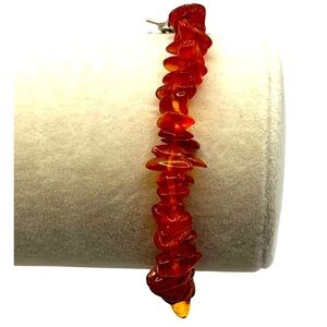 Amber Chip Beaded Bracelet With "Imagine" Toggle Clasp & Chinese Pendant